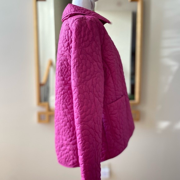 Talbots Quilted Rosette Magenta  Puffer Barn Jacket size Small new with Tags - Picture 7 of 16
